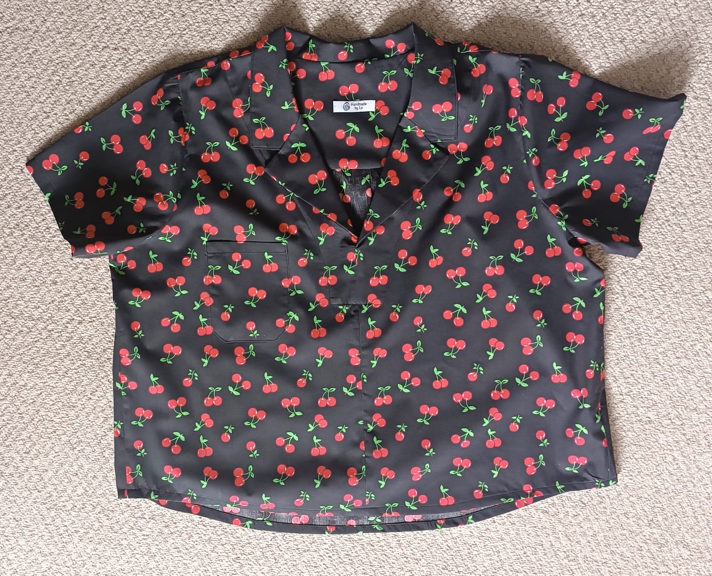 Customer photo review of Cherries and Leaves Polycotton Fabric