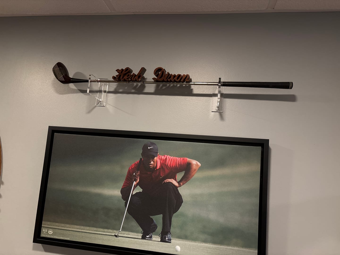 Customer photo review of Clear Acrylic Standard Single Golf Club Wall Mounts Bracket