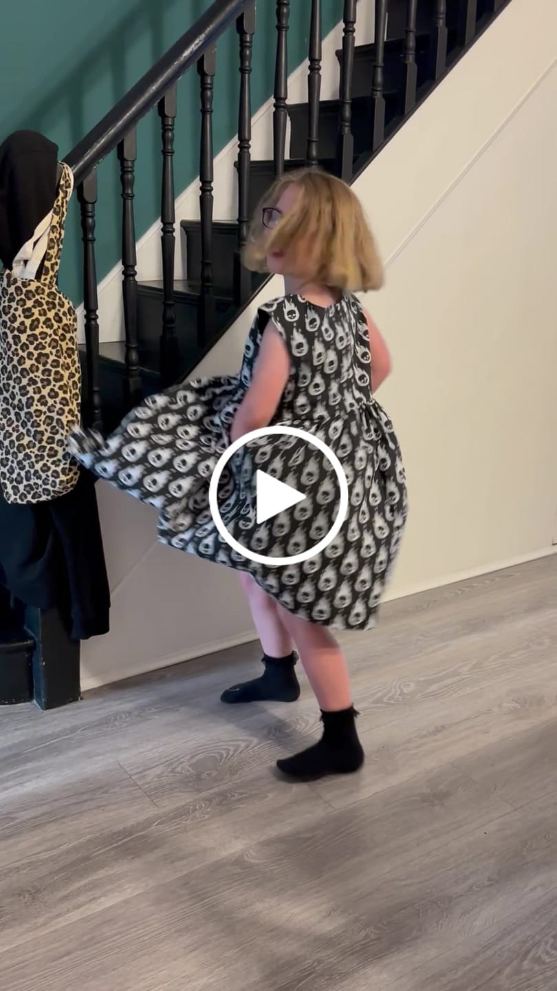 Customer video review of Flaming Skulls Polycotton Fabric