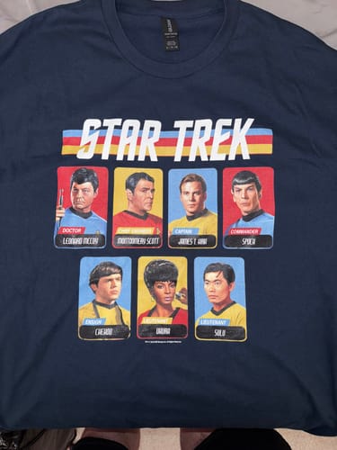 Customer photo review of Retro Cast Table Star Trek T-Shirt