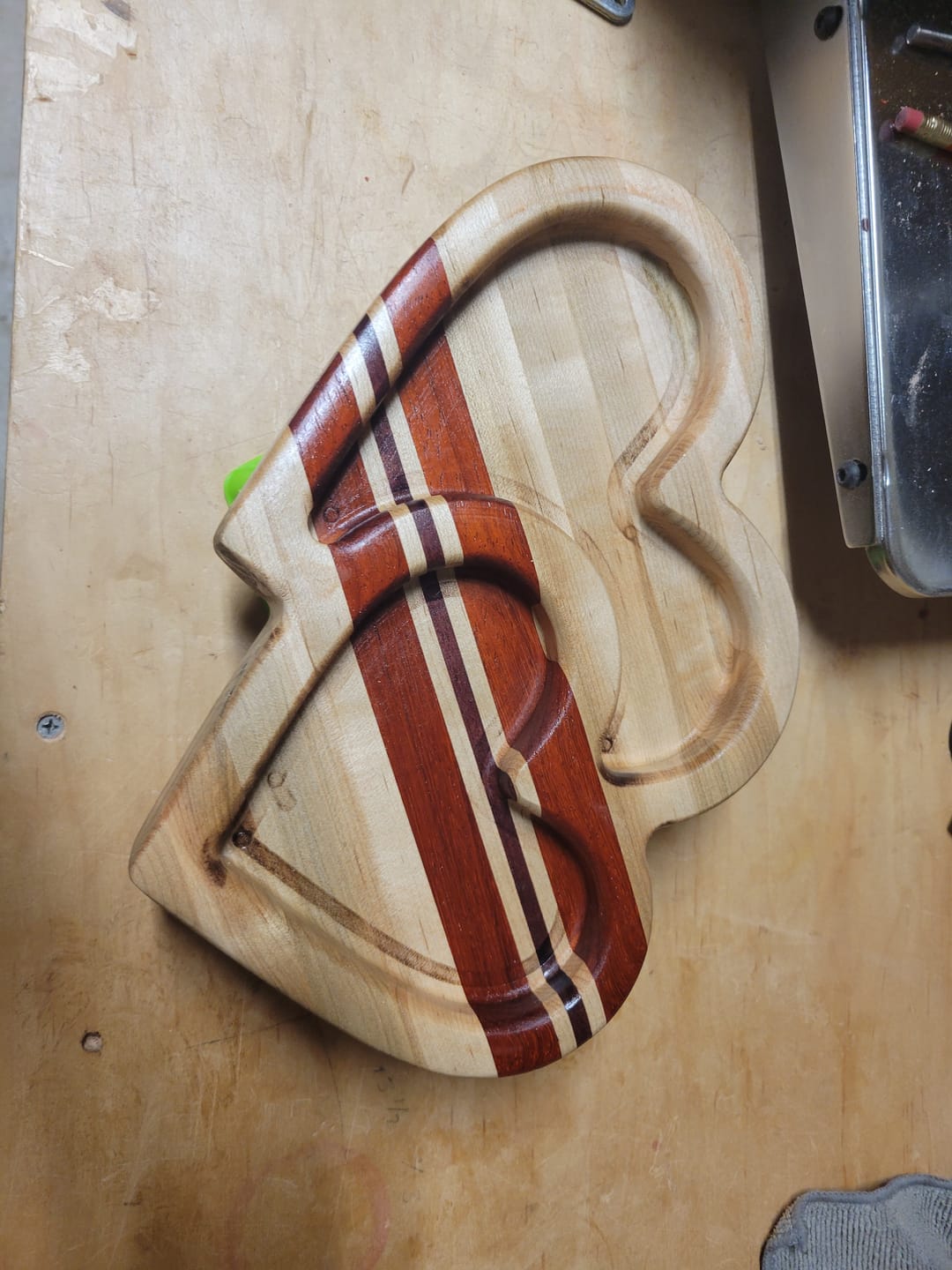Customer photo review of 10.4x8.2" Nested Double Heart Tray 08 Acrylic Router Template