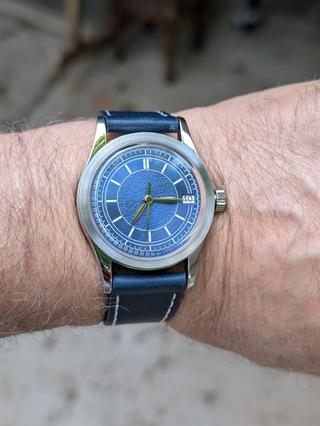 Customer photo review of HOU - 80-Hour Power Reserve Vintage Automatic Watch | Blue