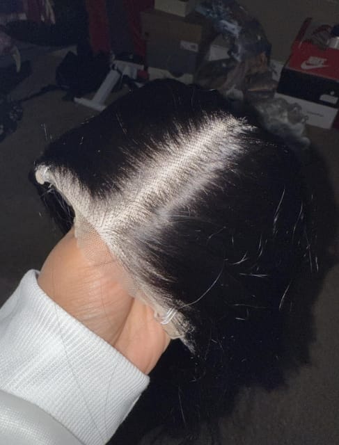 Customer photo review of MORE FACE Pre-bleached Straight Hair Wear Go Glueless Wig 7x5 Pre-cut HD Lace Pre-plucked