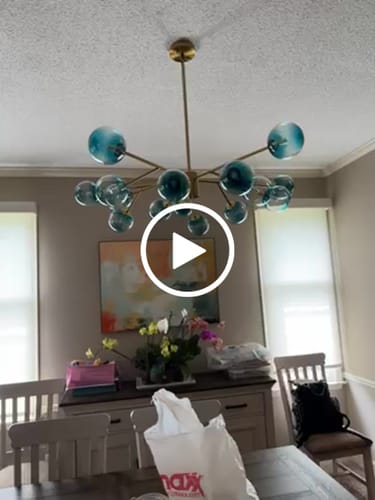 Customer video review of 15-Light Branch Blue Glass Globe Bubble Chandelier