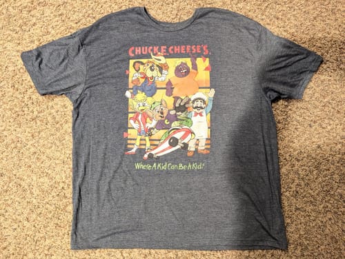 Customer photo review of Original Crew Chuck E. Cheese T-Shirt