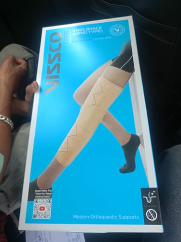 Customer photo review of Knee Brace - Long (19" Brace) | Ideal firm Knee support that limits knee motion & stabilizes the knee with mediolateral metal supports | Color - Beige