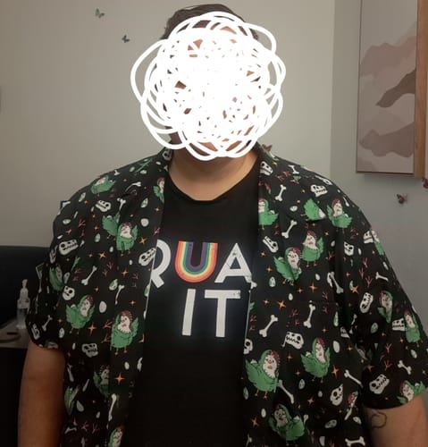 Customer photo review of Chickenossauro Rex Curvy Button Up Shirt