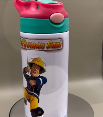 Customer photo review of Case of 25Pack（5colos） 12 Oz Sublimation Kid Tumbler  Cup Insulated Water Bottle, with Straw and Lid,  Sublimation Water Bottle Blank