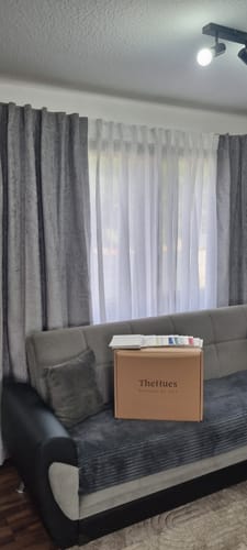 Customer photo review of Yarn Linen Look Sheer Custom Curtain