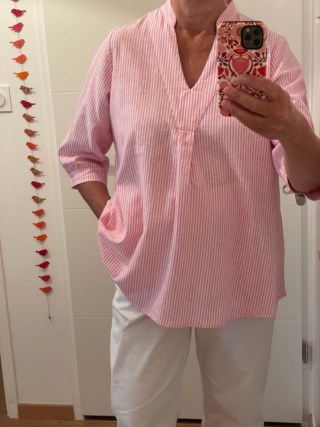 Customer photo review of Blouse Isabeau - lin/coton rayé rose