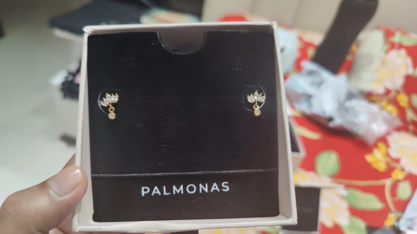 Customer photo review of Lotus Solitaire Earrings