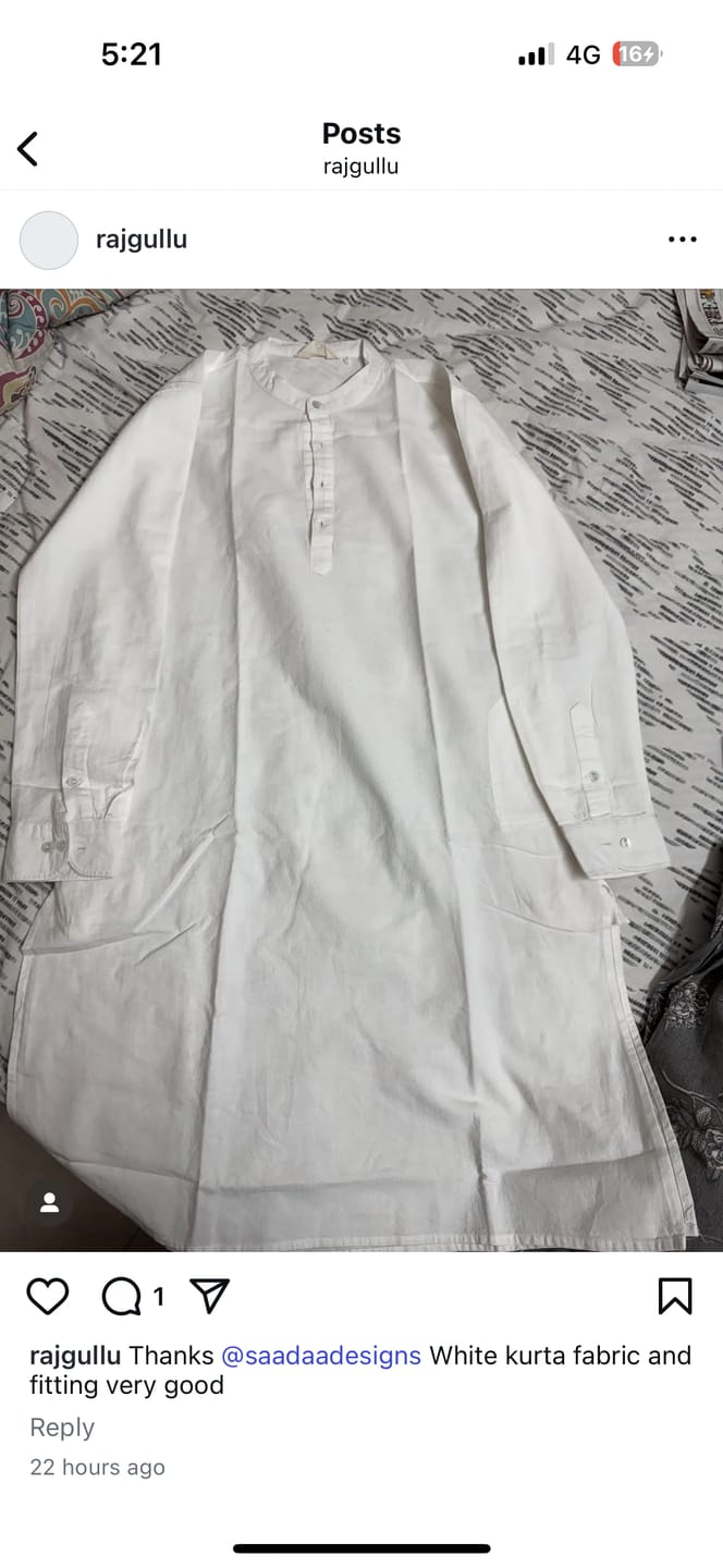 Customer photo review of White Airy Linen Long Kurta