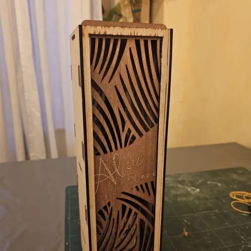 Customer photo review of Wooden wine bottle gift box 9 bundle laser cut svg file
