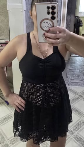 Customer photo review of Robe Maillot de Bain Motif Géométrique