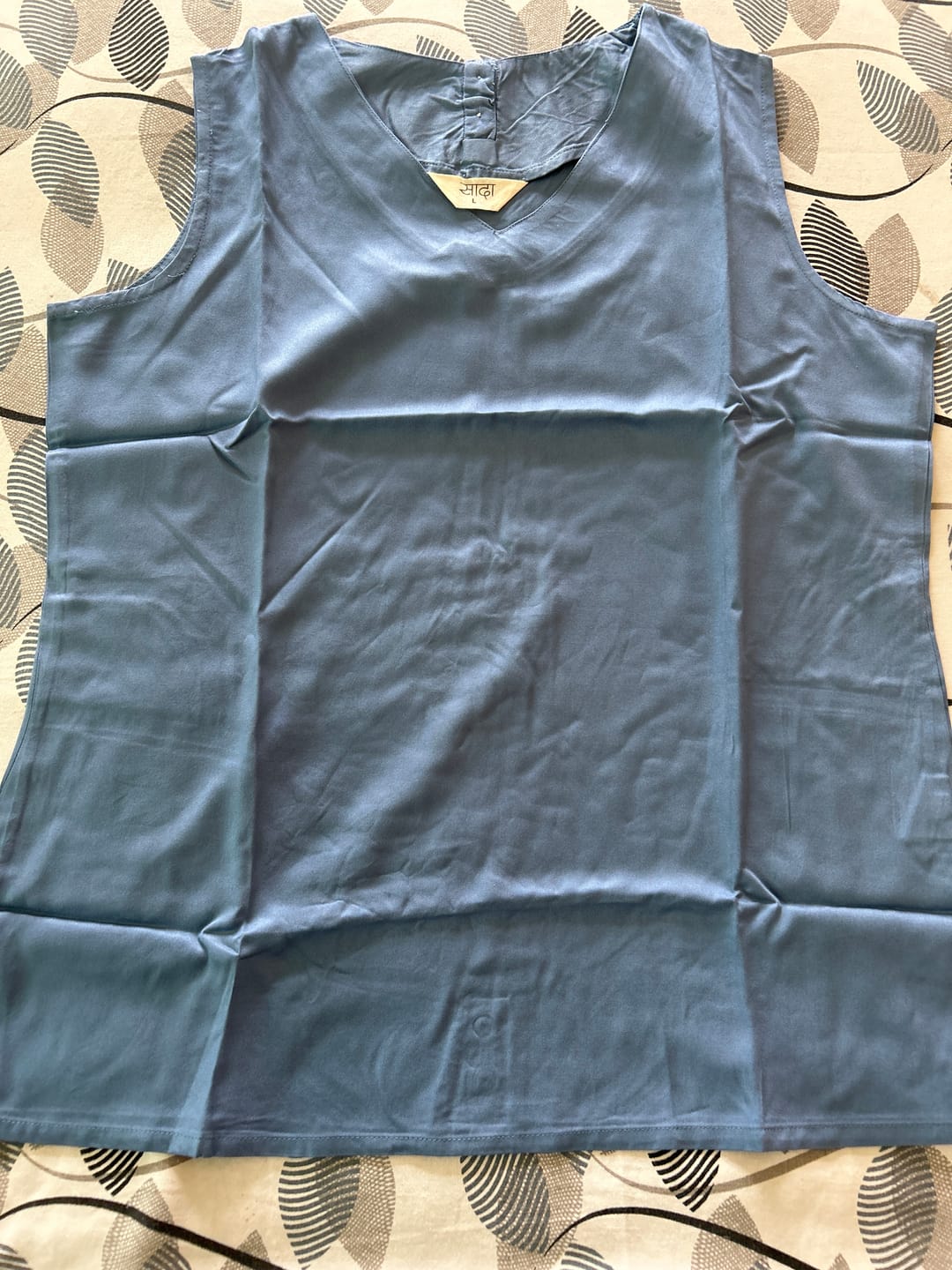 Customer photo review of English Blue V-Neck Sleeveless Top