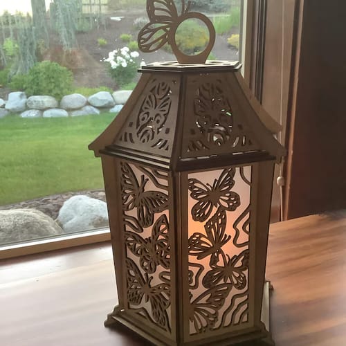 Customer photo review of Decorative wooden butterfly lantern laser cut svg file