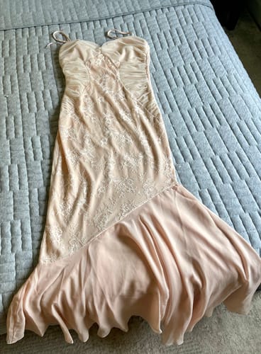 Customer photo review of Celeste Ruched Lace Panel Maxi Dress