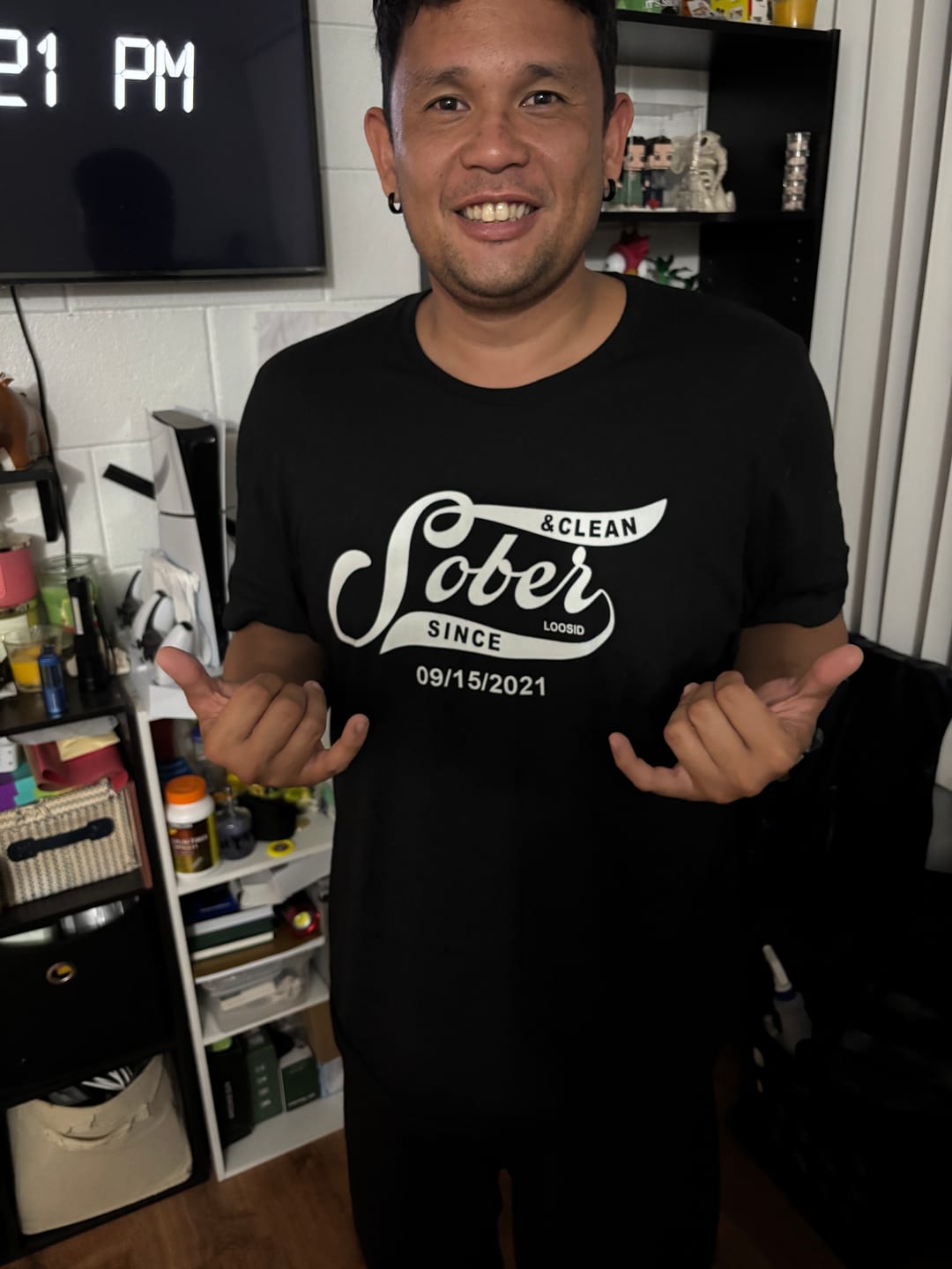 Customer photo review of Sober Since T-Shirt w/ Personalized Sobriety Date
