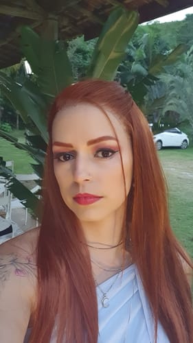 Customer photo review of Lace Front HD Valentina Ruiva 65cm - Repartição Livre 13x4