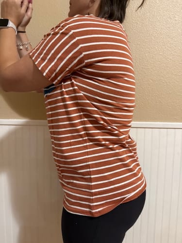 Customer photo review of Contrasting Striped Pocket Tee