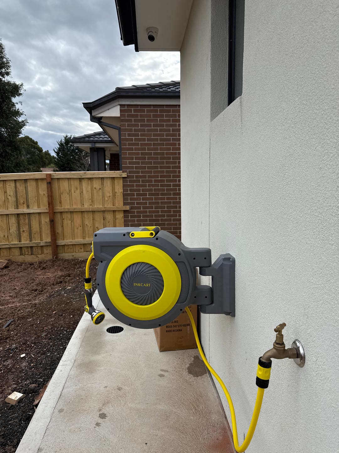Customer photo review of 30m Retractable Garden Hose Reel.. Fully Installed