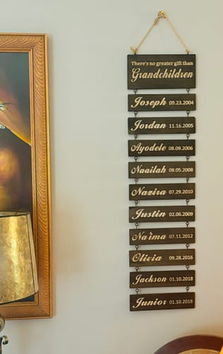 Customer photo review of Personalized Grandkids Hanging Sign | 2024 Version Engraved Design