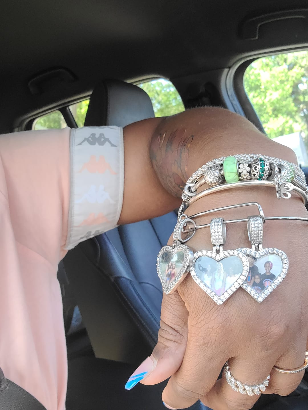 Customer photo review of Hearts Photo Bangle Bracelet