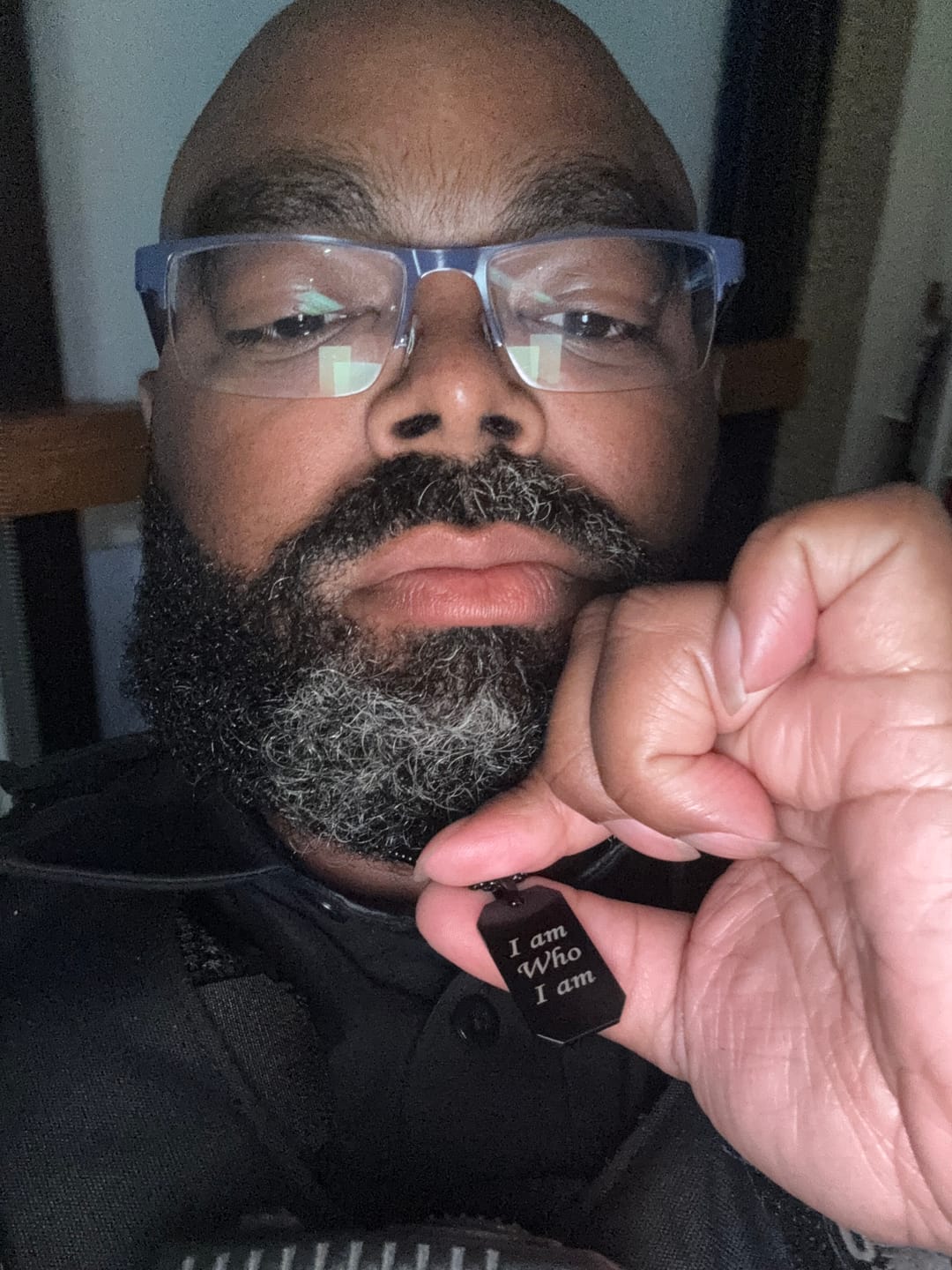 Customer photo review of Matte Modern Dog Tag