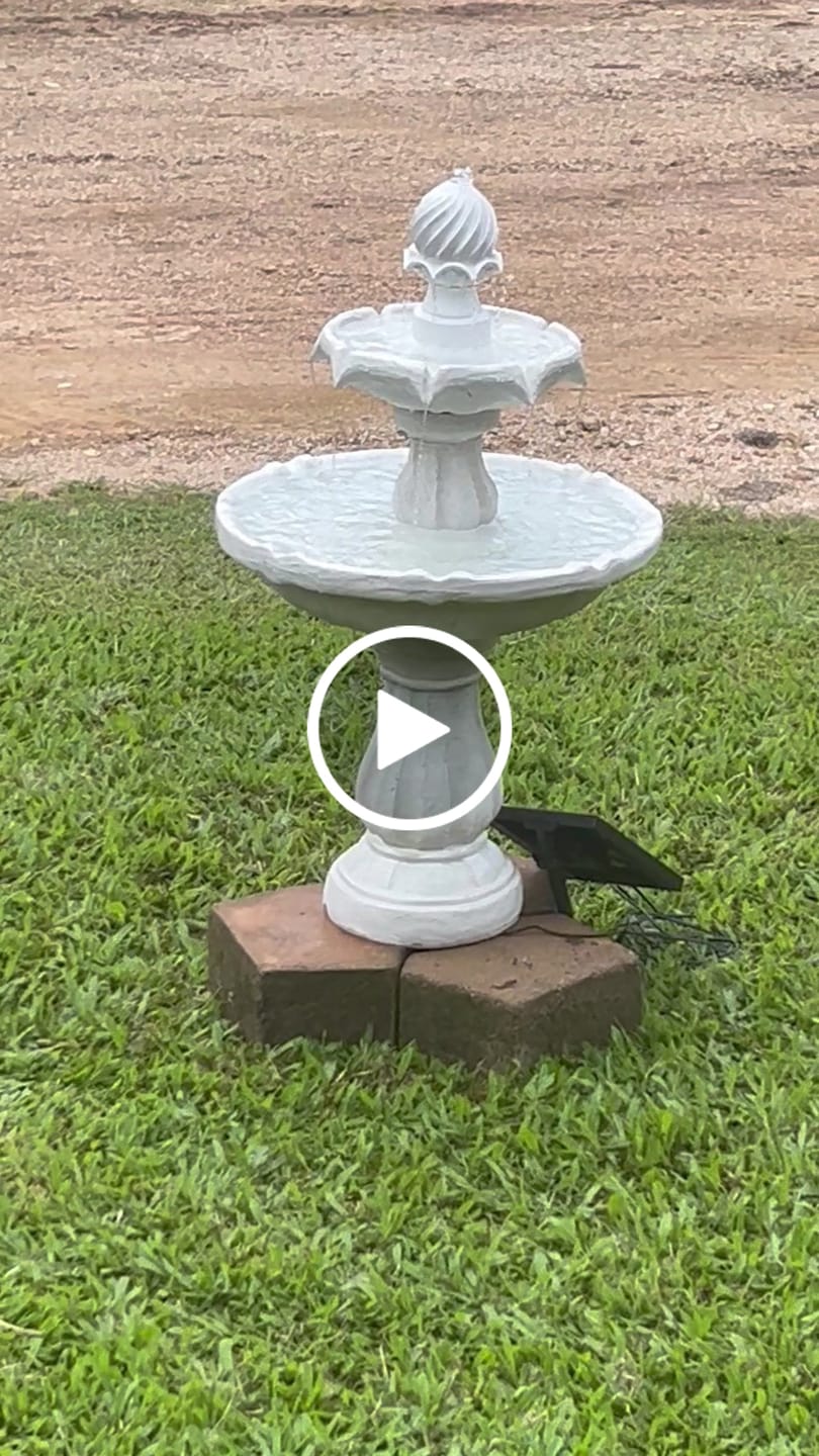 Customer video review of Solar Powered Ivory 3-Tier Water Fountain - 90cm