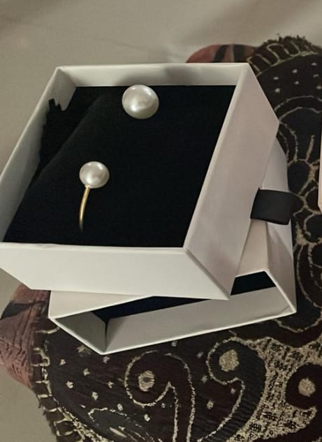Customer photo review of Pearl Cuff Bangle Bracelet