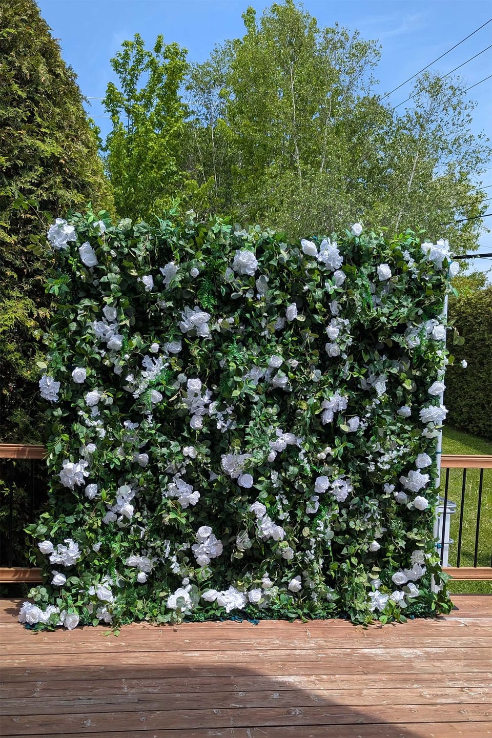 Customer photo review of Aliflowers Luxury Green Plants Leaves with Hang flowers for Outdoor Wedding Green Backdrop ALFWL109