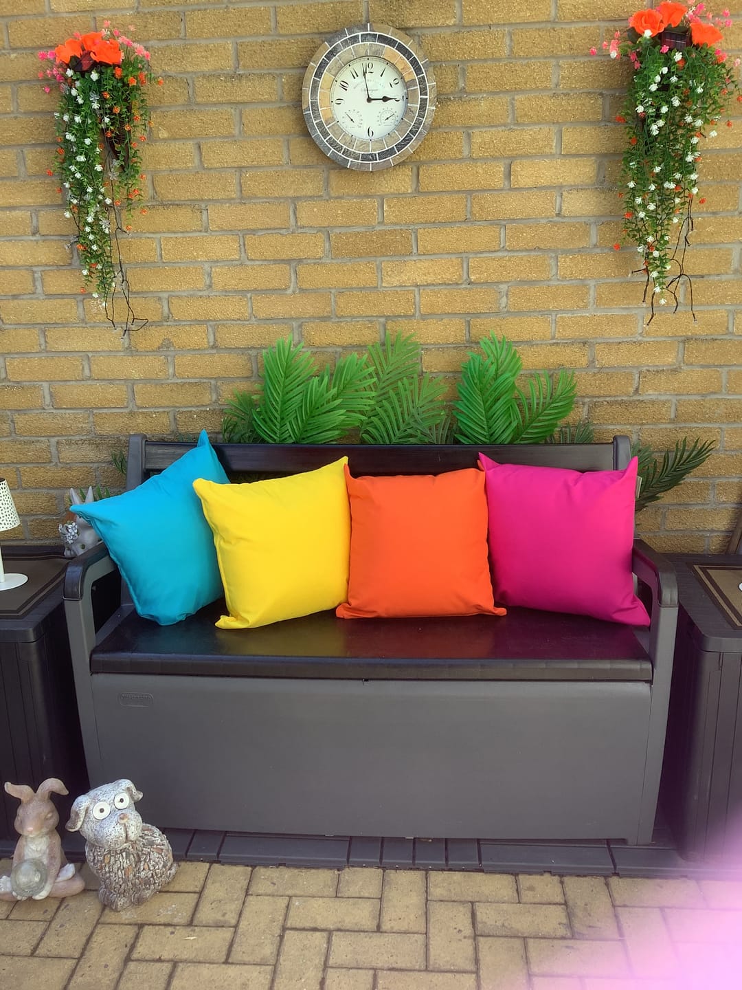 Customer photo review of Premium Rainbow Scatter Cushions Garden Pillows 4 Pack