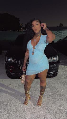 Customer photo review of Look Again Mesh Halter Mini Dress