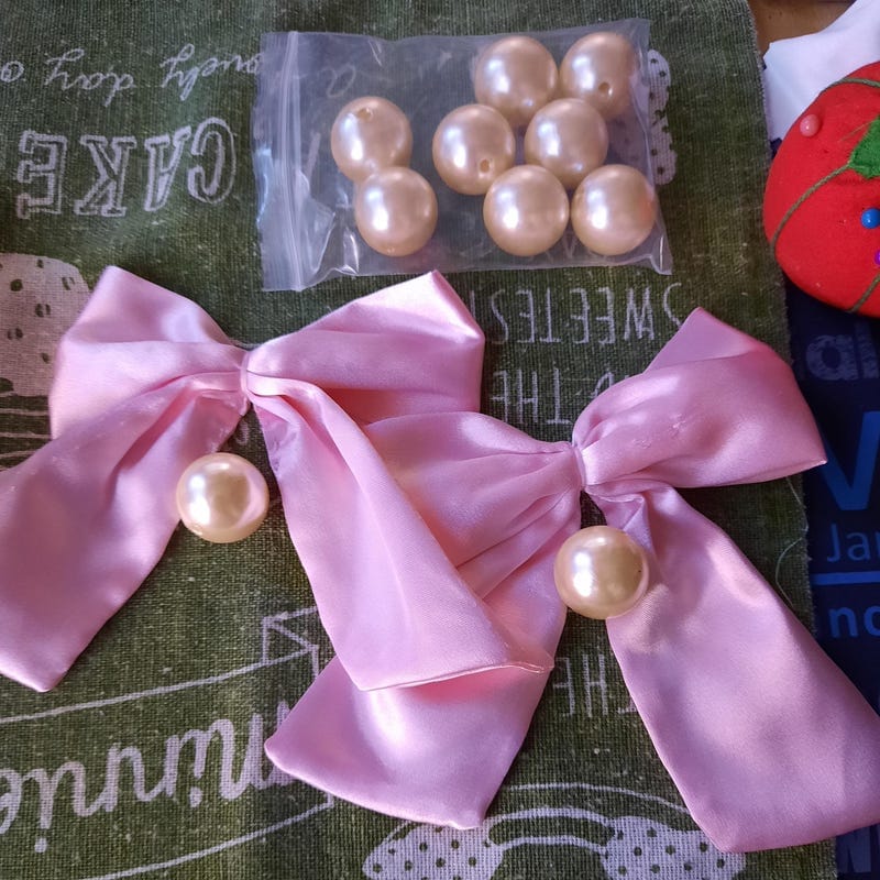 Customer photo review of Baby Pink Silky Stretch Satin