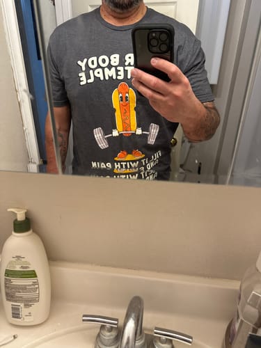 Customer photo review of Your Body Is a Temple T-Shirt