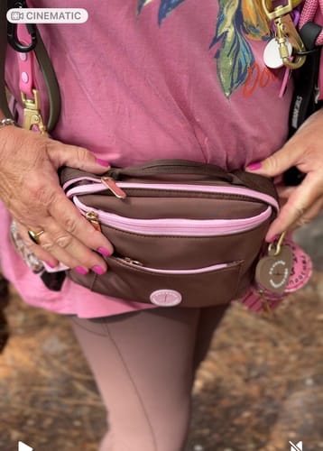 Customer photo review of All In One Bumbag - Brown + Pink