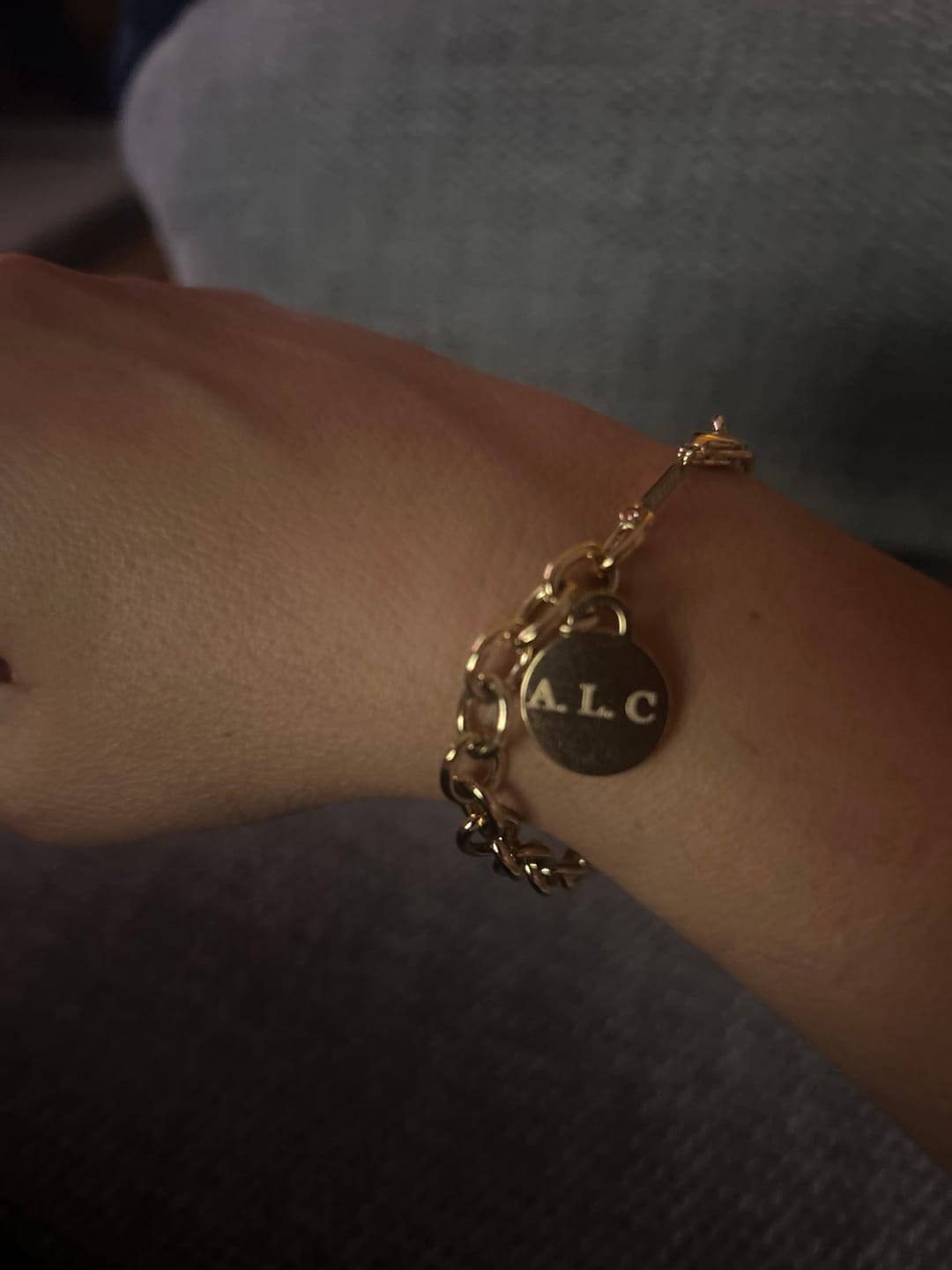 Customer photo review of Engravable Classic Chunky Disc Bracelet