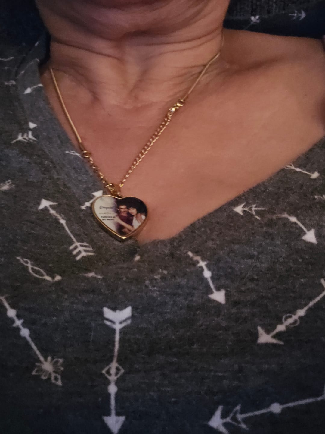 Customer photo review of Custom Name Heart Photo Memorial Necklace