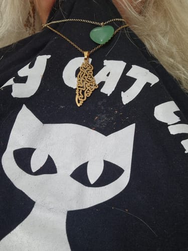 Customer photo review of Palestine Calligraphy Map Necklace
