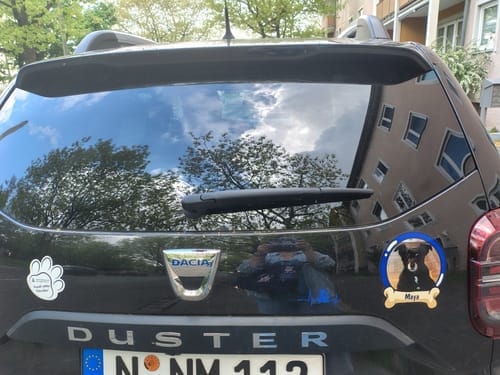 Customer photo review of Pets on board - Personalized Car Sticker