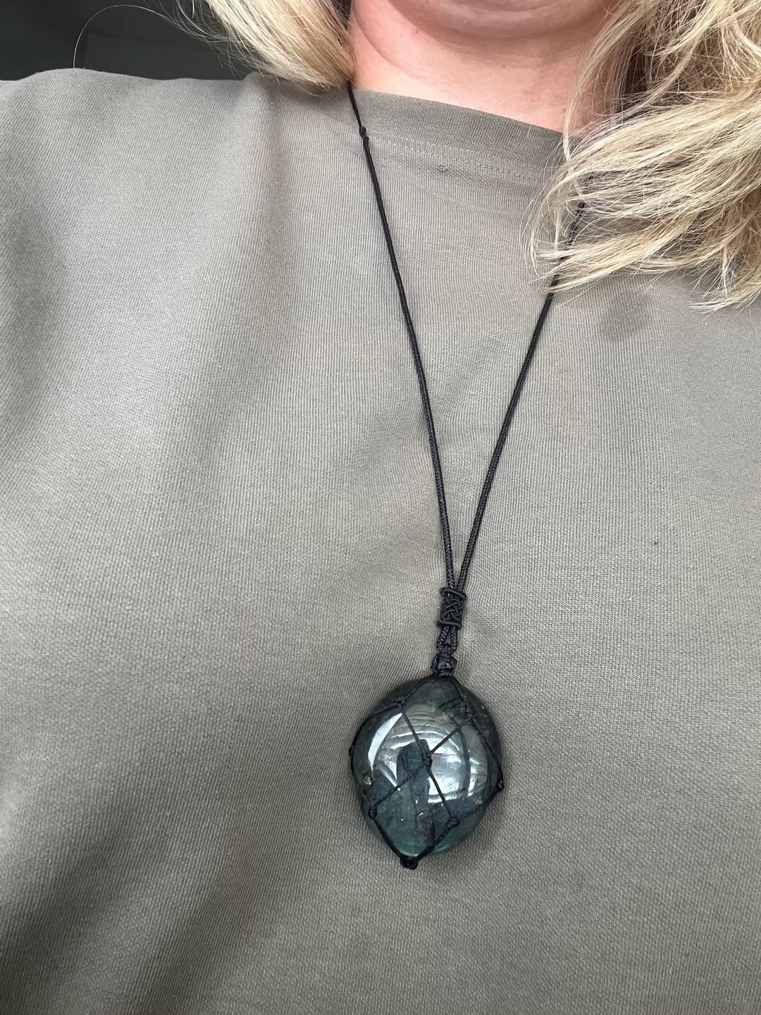 Customer photo review of Dragons Heart Labradorite Necklace