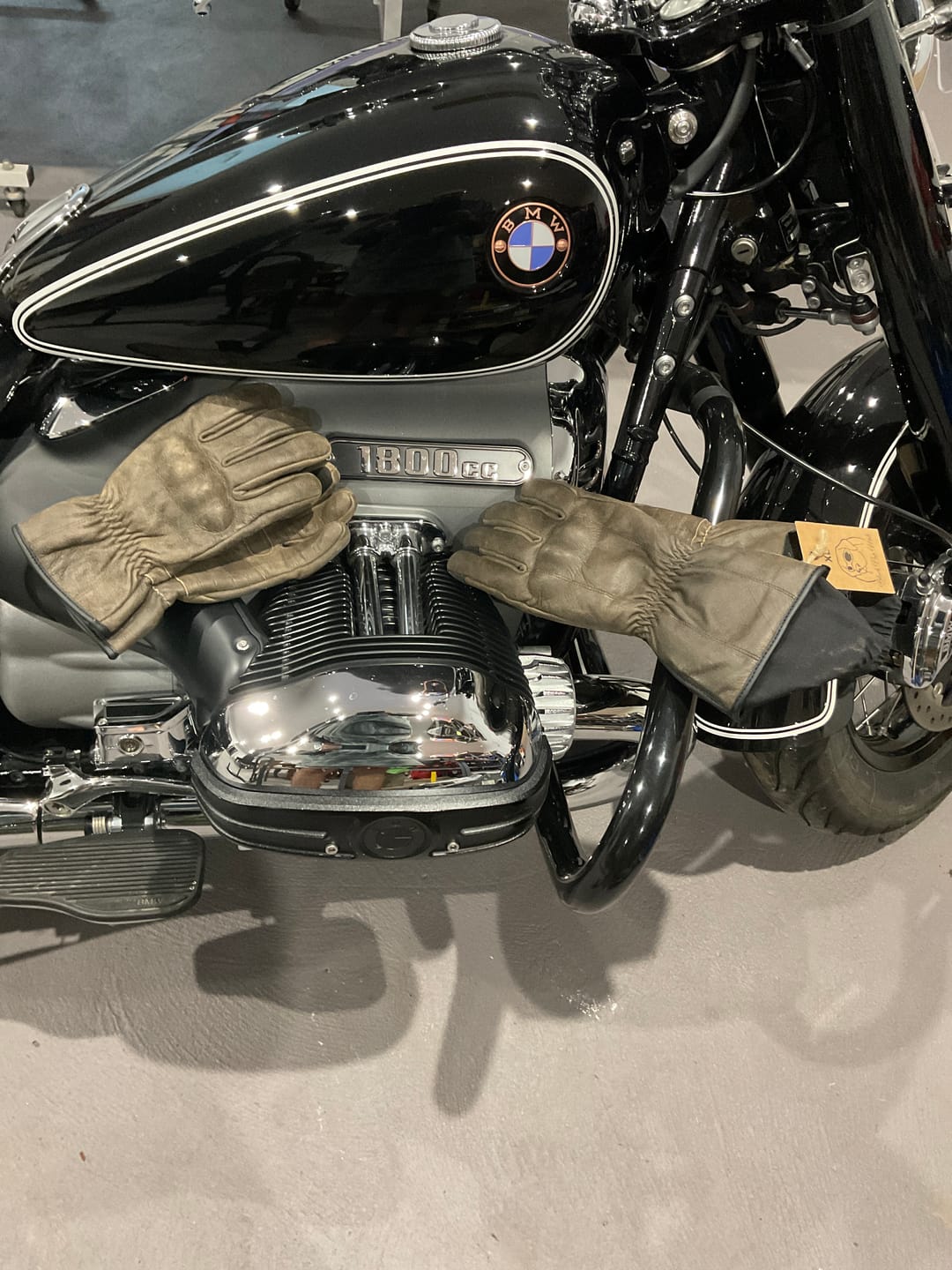 Customer photo review of GEN 2 'The Original' Double Length Gauntlet | Extra Long Warm Motorbike Gloves | Retro Brown Distressed Leather