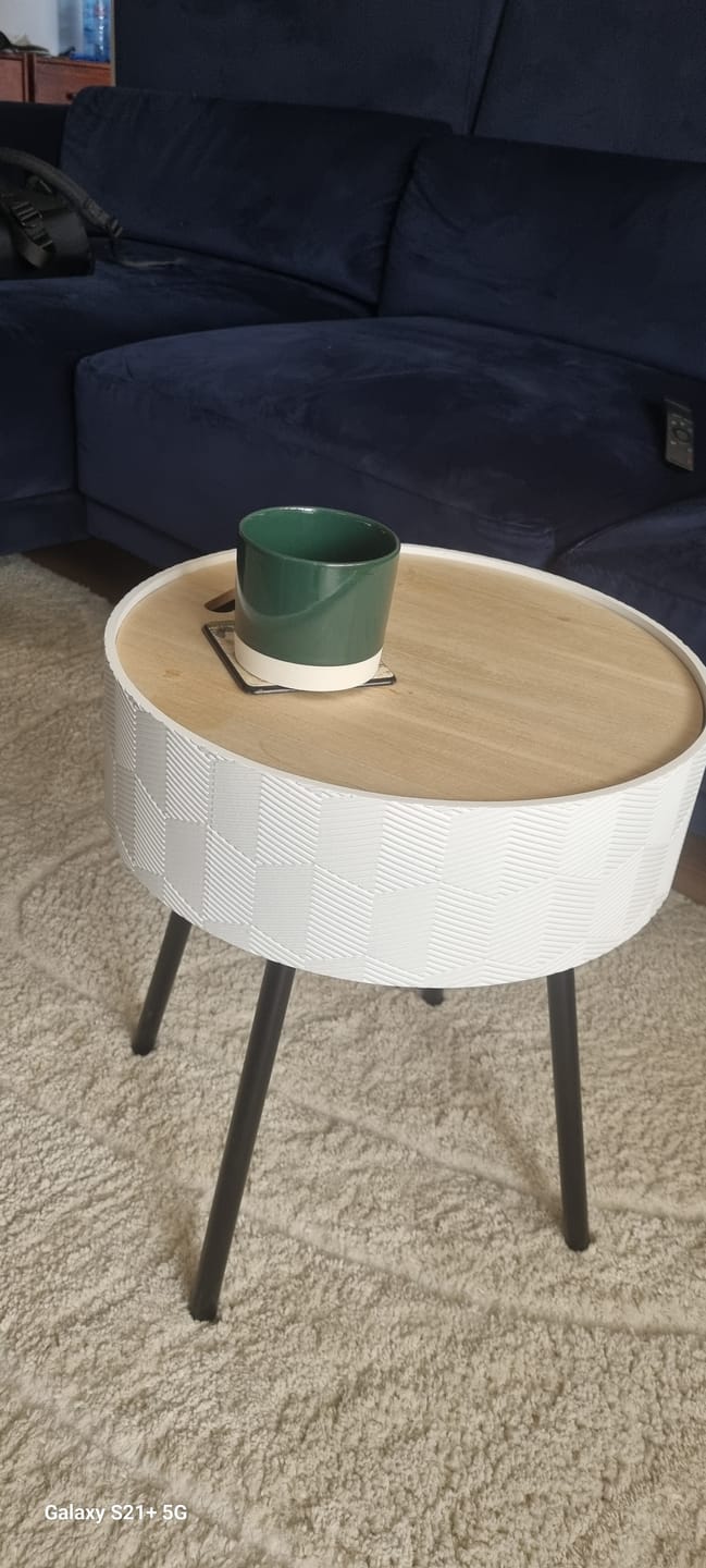 Customer photo review of Masuta cafea AURA, stejar/alb, 38x38x45 cm