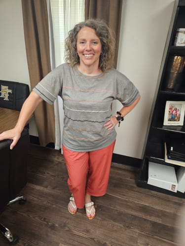 Customer photo review of Chevron Line Tee