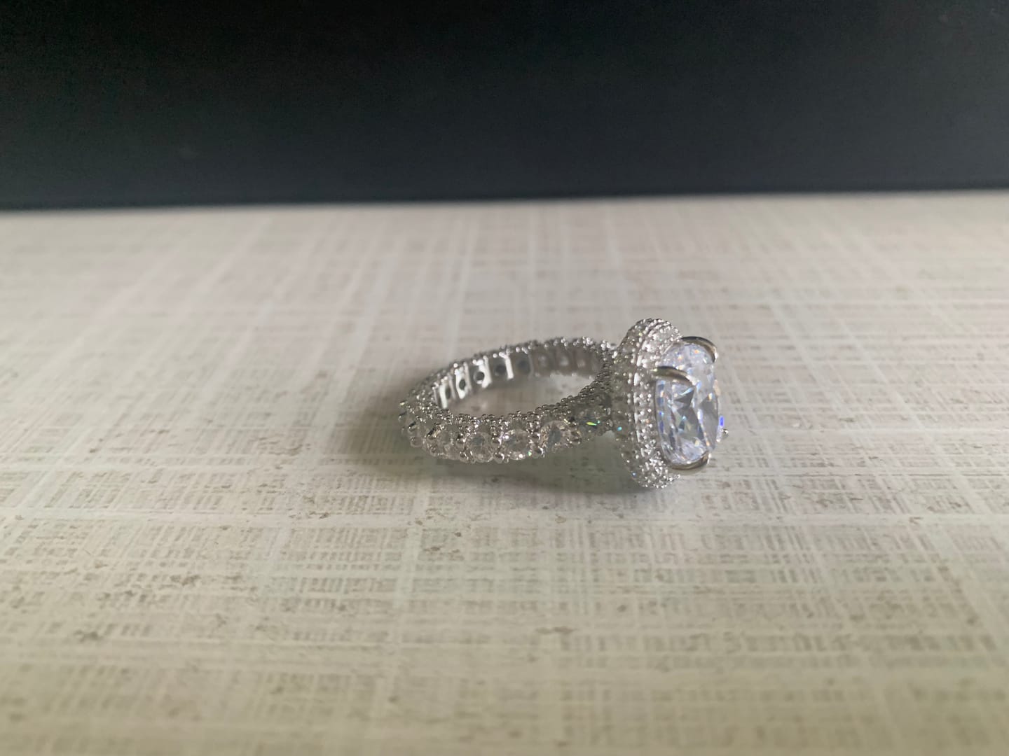 Customer photo review of Gorgeous Hidden Halo Oval Cut 4.0ct Engagement Ring In Sterling Silver