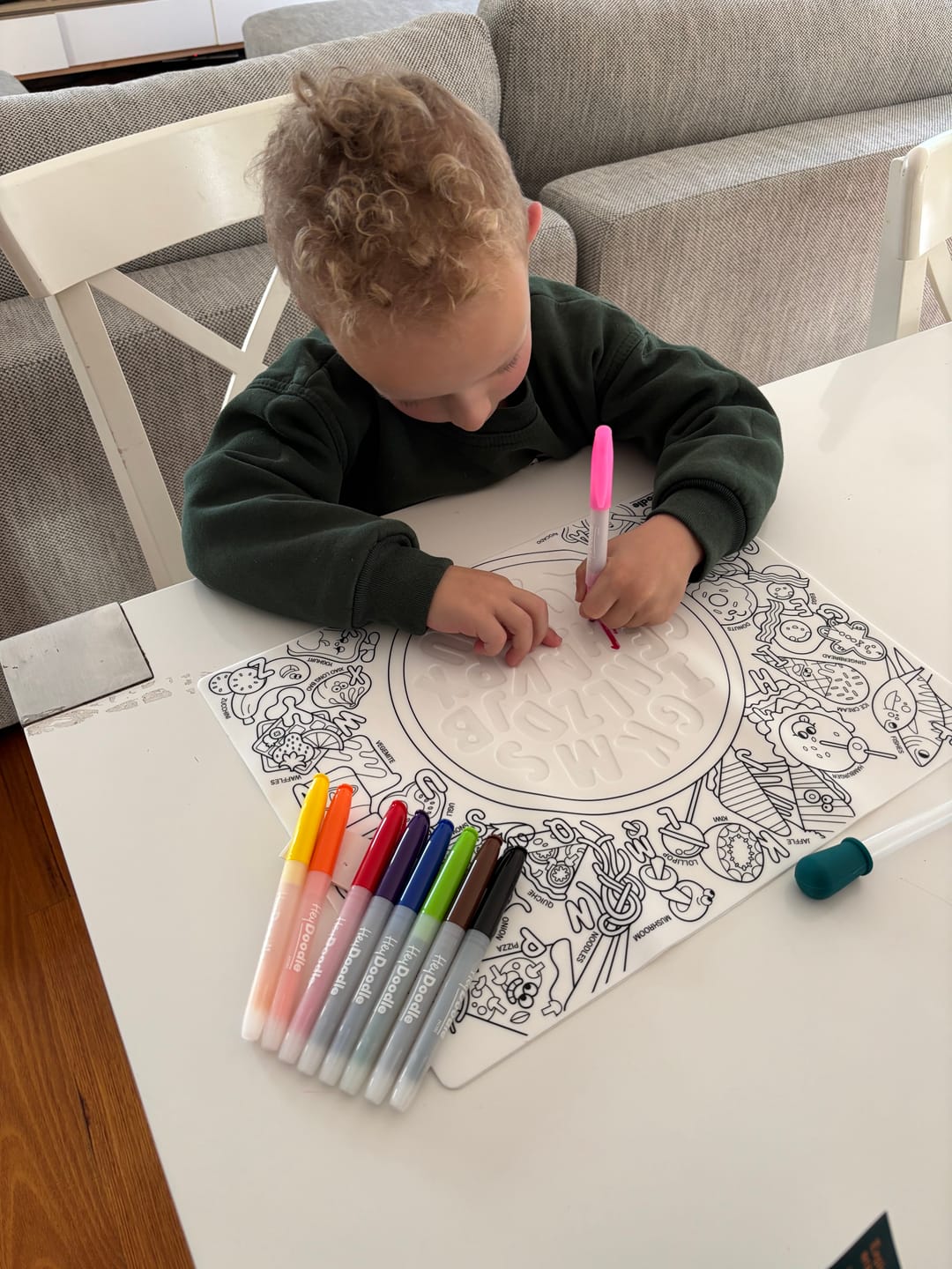 Customer photo review of Alphabet Soup Sensory Colouring & Doodle Mat