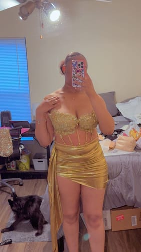 Customer photo review of Gold Dust Corset Two Piece
