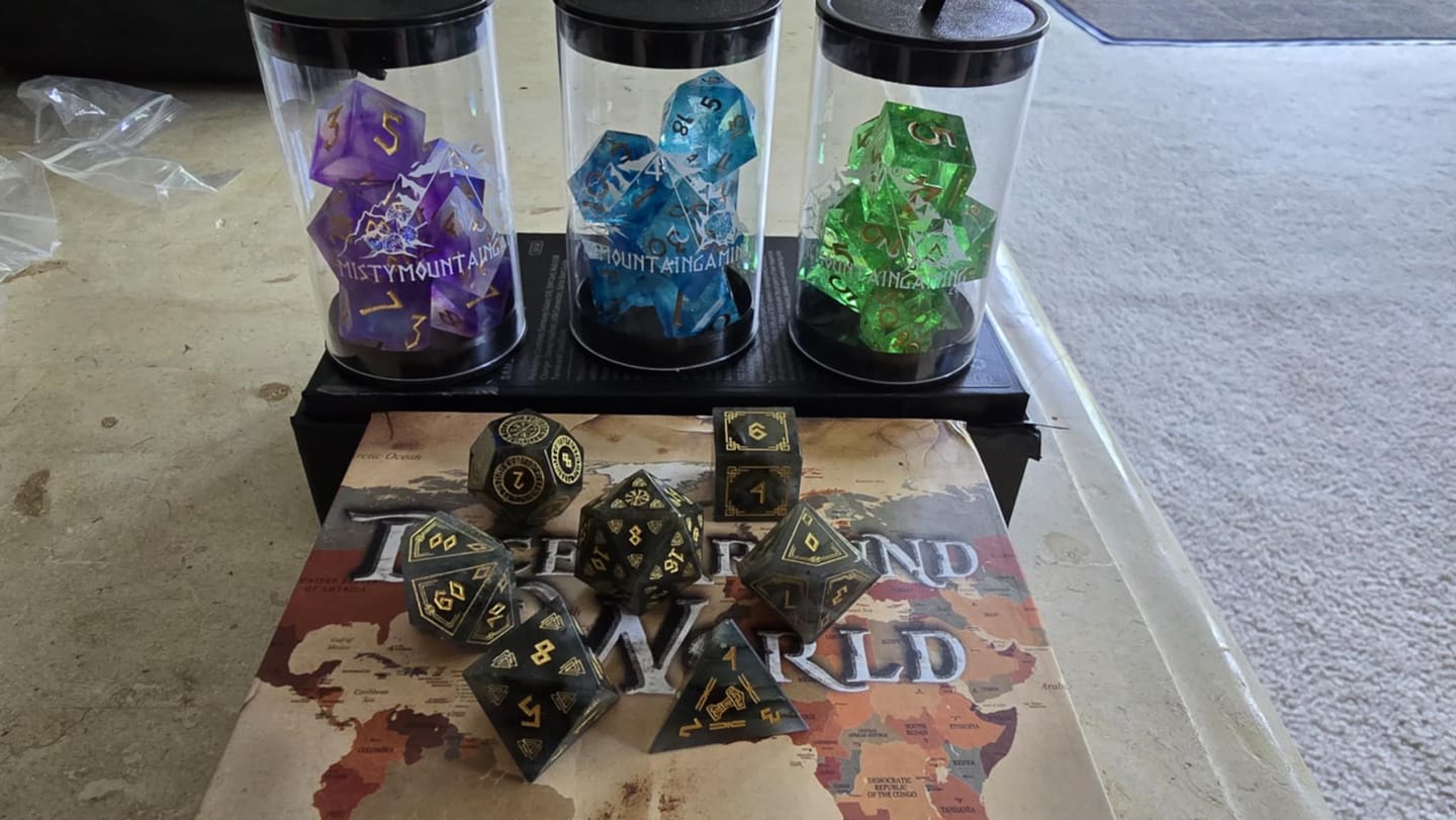 Customer photo review of Nordic Black Labradorite Stone Dice Set - Dice Around the World Collection