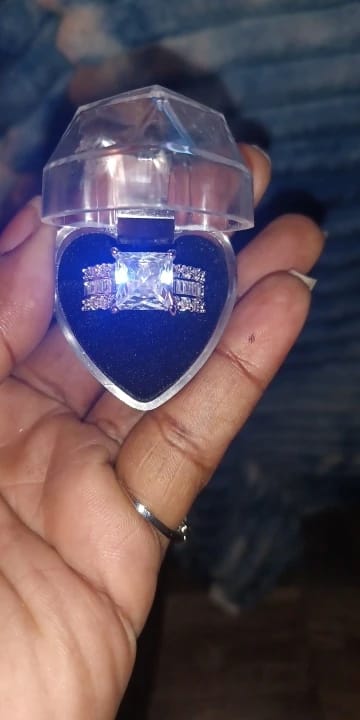 Customer photo review of Princess Square Zirconia Ring Gorgeous Wedding Band — Clear | KIMLUD
