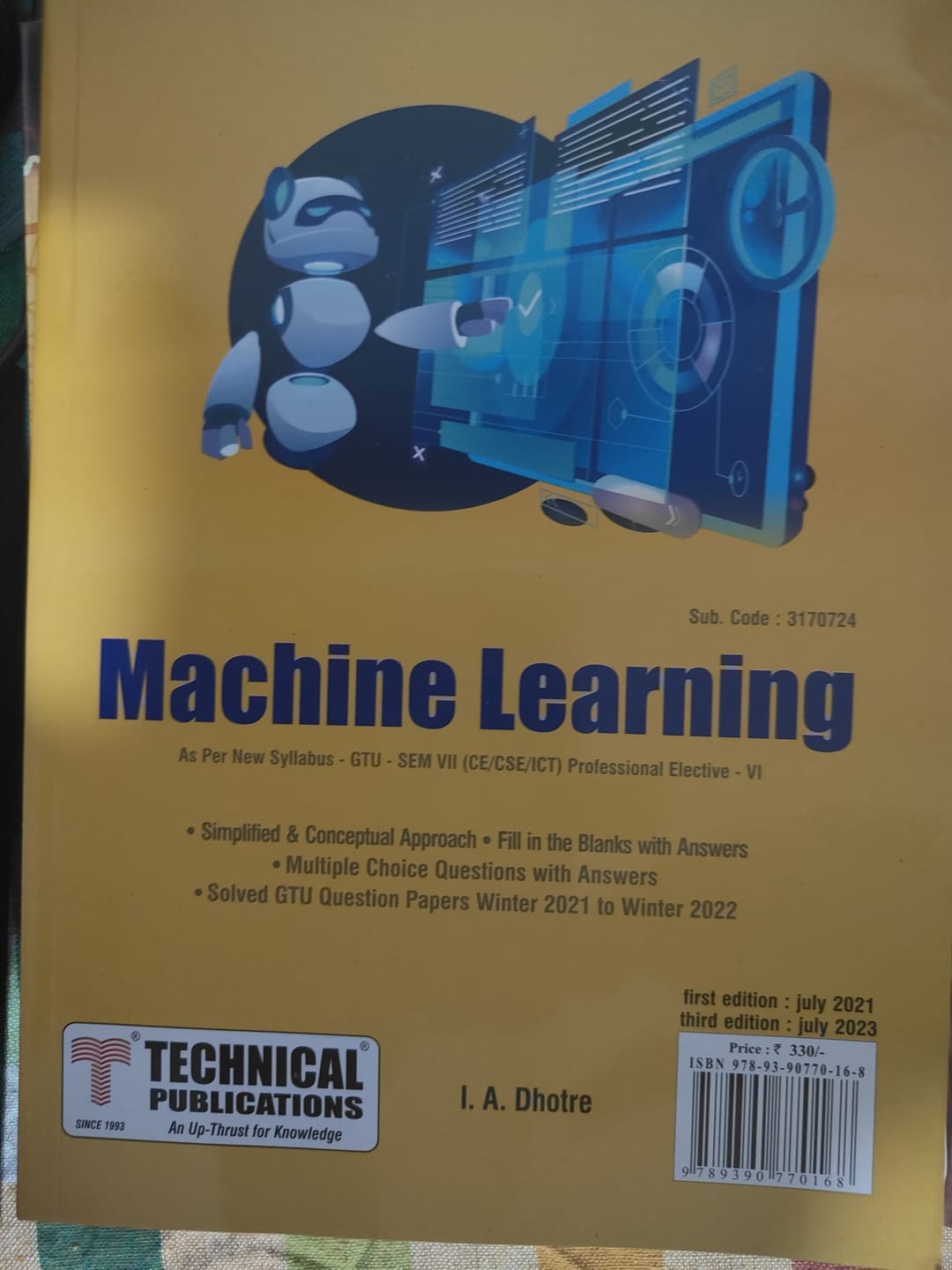 Customer photo review of Machine Learning for GTU 18 Course (VII - CE/CSE/ICT - 3170724) - Professional Elective - VI